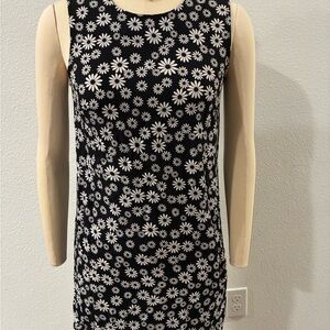 Floral Sleeveless Mini Dress - Black and White